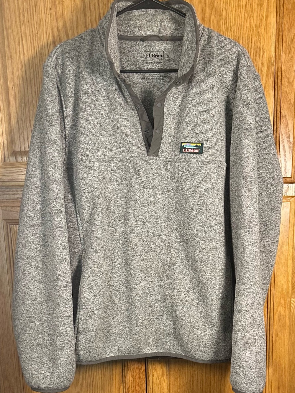 L.L. Bean Heather Gray Snap-Neck Fleece Pullover